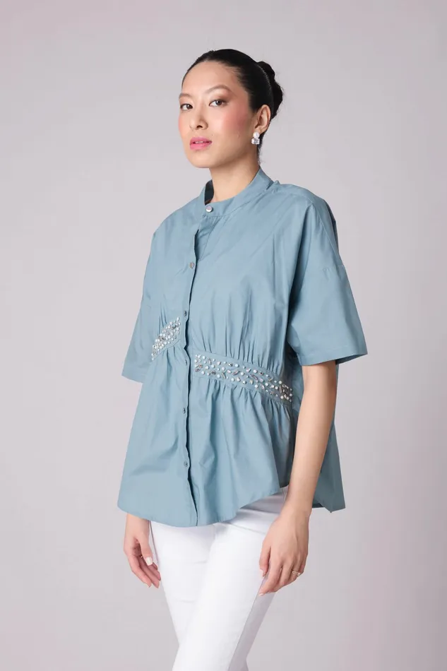 Scarlet Sage Tops Tatum Shirt 8211 Stone Blue 8211 Women