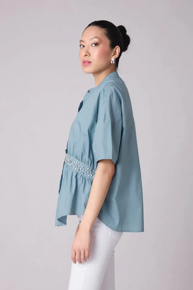 Scarlet Sage Tops Tatum Shirt 8211 Stone Blue 8211 Women