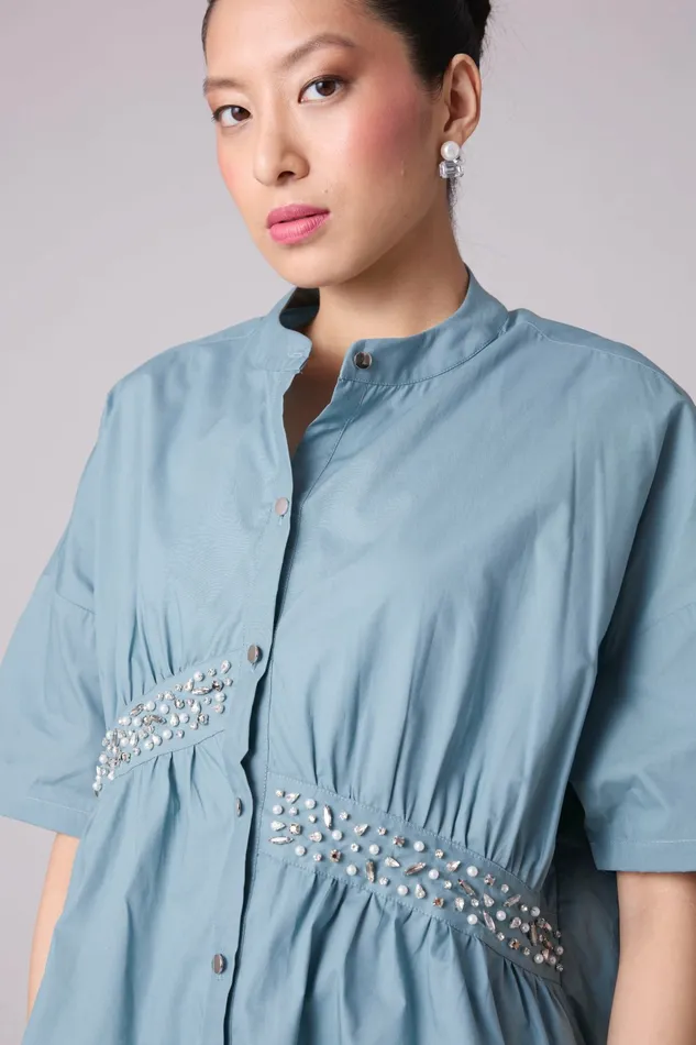 Scarlet Sage Tops Tatum Shirt 8211 Stone Blue 8211 Women