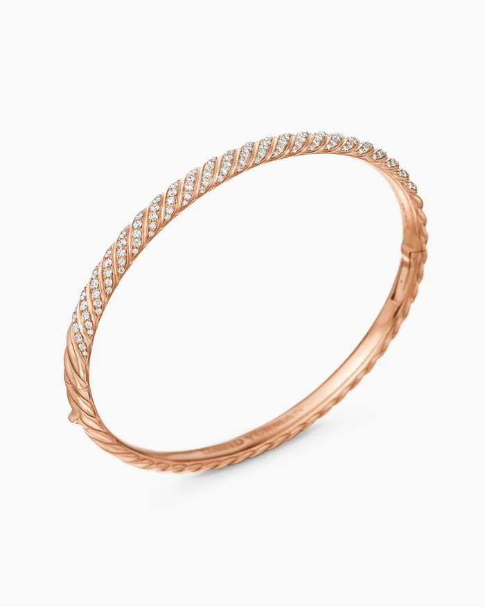 Sculpted Cable Bangle Bracelet In 18K Rose Gold With Diamonds 46mm Women David Yurman Bangle Sculpted Cable Bangle Bracelet In 18K Rose Gold With Diamonds 46mm Women David Yurman Bangle
