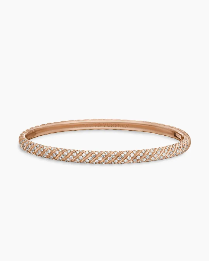 Sculpted Cable Bangle Bracelet In 18K Rose Gold With Diamonds 46mm Women David Yurman Bangle Sculpted Cable Bangle Bracelet In 18K Rose Gold With Diamonds 46mm Women David Yurman Bangle