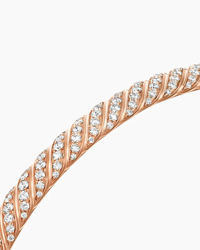 Sculpted Cable Bangle Bracelet In 18K Rose Gold With Diamonds 46mm Women David Yurman Bangle Sculpted Cable Bangle Bracelet In 18K Rose Gold With Diamonds 46mm Women David Yurman Bangle