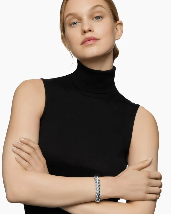 Sculpted Cable Bracelet In Sterling Silver 14mm Women David Yurman Bangle Sculpted Cable Bracelet In Sterling Silver 14mm Women David Yurman Bangle