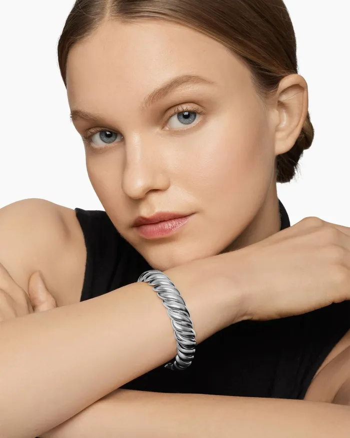 Sculpted Cable Bracelet In Sterling Silver 14mm Women David Yurman Bangle Sculpted Cable Bracelet In Sterling Silver 14mm Women David Yurman Bangle