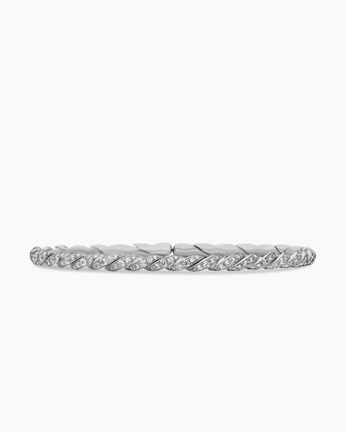 Sculpted Cable Flex Bracelet In 18K White Gold 35mm Women David Yurman Bangle