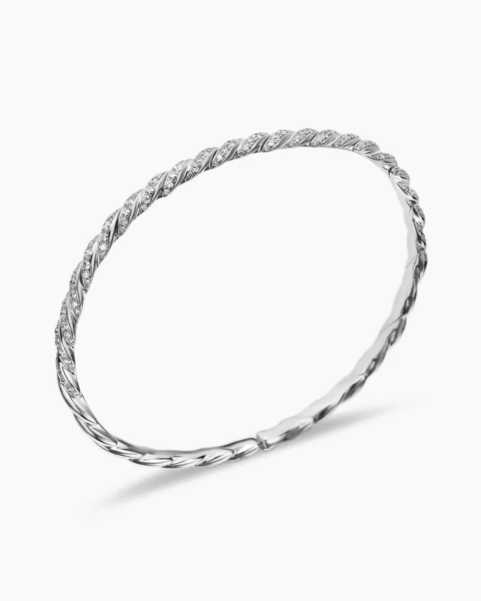 Sculpted Cable Flex Bracelet In 18K White Gold 35mm Women David Yurman Bangle Sculpted Cable Flex Bracelet In 18K White Gold 35mm Women David Yurman Bangle