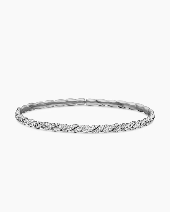 Sculpted Cable Flex Bracelet In 18K White Gold 35mm Women David Yurman Bangle Sculpted Cable Flex Bracelet In 18K White Gold 35mm Women David Yurman Bangle