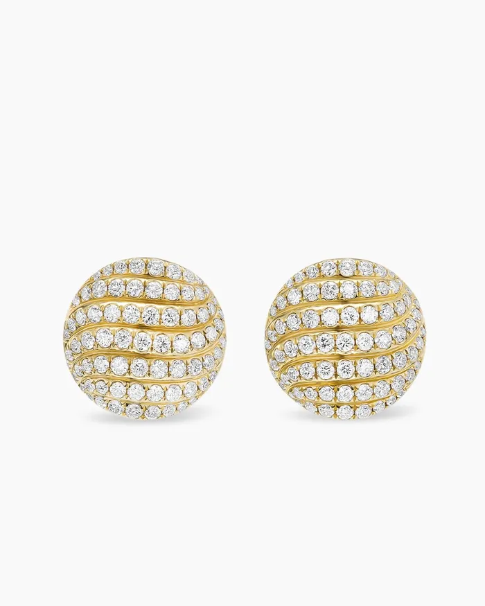Sculpted Cable Stud Earrings In 18K Yellow Gold With Diamonds 14mm Women David Yurman Stud Sculpted Cable Stud Earrings In 18K Yellow Gold With Diamonds 14mm Women David Yurman Stud