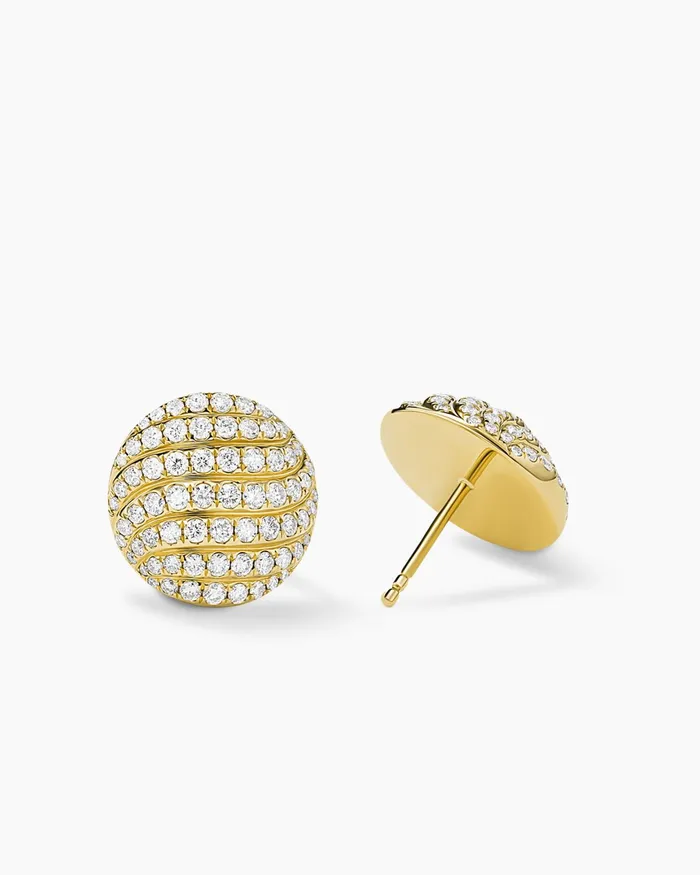 Sculpted Cable Stud Earrings In 18K Yellow Gold With Diamonds 14mm Women David Yurman Stud Sculpted Cable Stud Earrings In 18K Yellow Gold With Diamonds 14mm Women David Yurman Stud