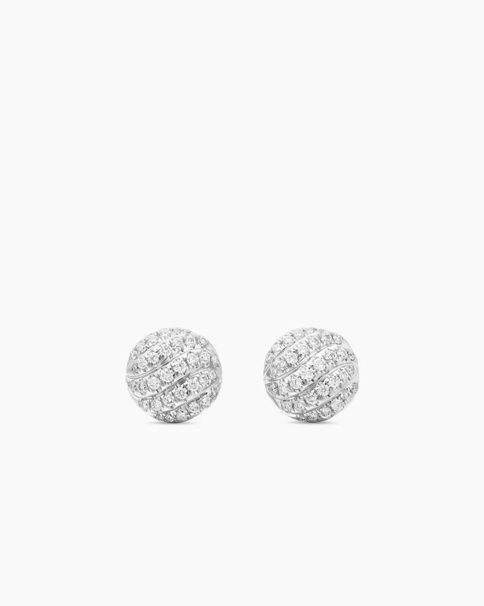 Sculpted Cable Stud Earrings In Sterling Silver With Diamonds 8mm Women David Yurman Stud Sculpted Cable Stud Earrings In Sterling Silver With Diamonds 8mm Women David Yurman Stud