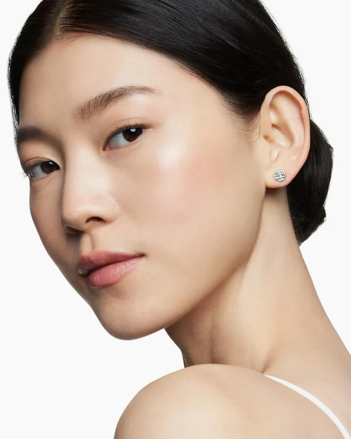 Sculpted Cable Stud Earrings In Sterling Silver With Diamonds 8mm Women David Yurman Stud Sculpted Cable Stud Earrings In Sterling Silver With Diamonds 8mm Women David Yurman Stud