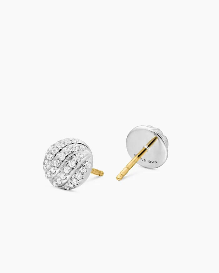 Sculpted Cable Stud Earrings In Sterling Silver With Diamonds 8mm Women David Yurman Stud Sculpted Cable Stud Earrings In Sterling Silver With Diamonds 8mm Women David Yurman Stud