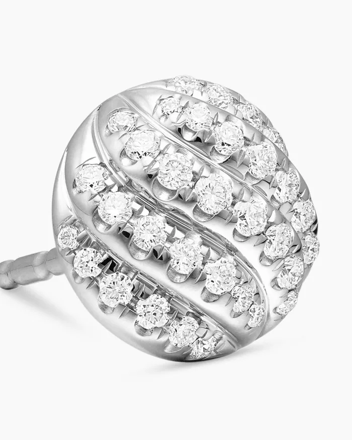 Sculpted Cable Stud Earrings In Sterling Silver With Diamonds 8mm Women David Yurman Stud Sculpted Cable Stud Earrings In Sterling Silver With Diamonds 8mm Women David Yurman Stud