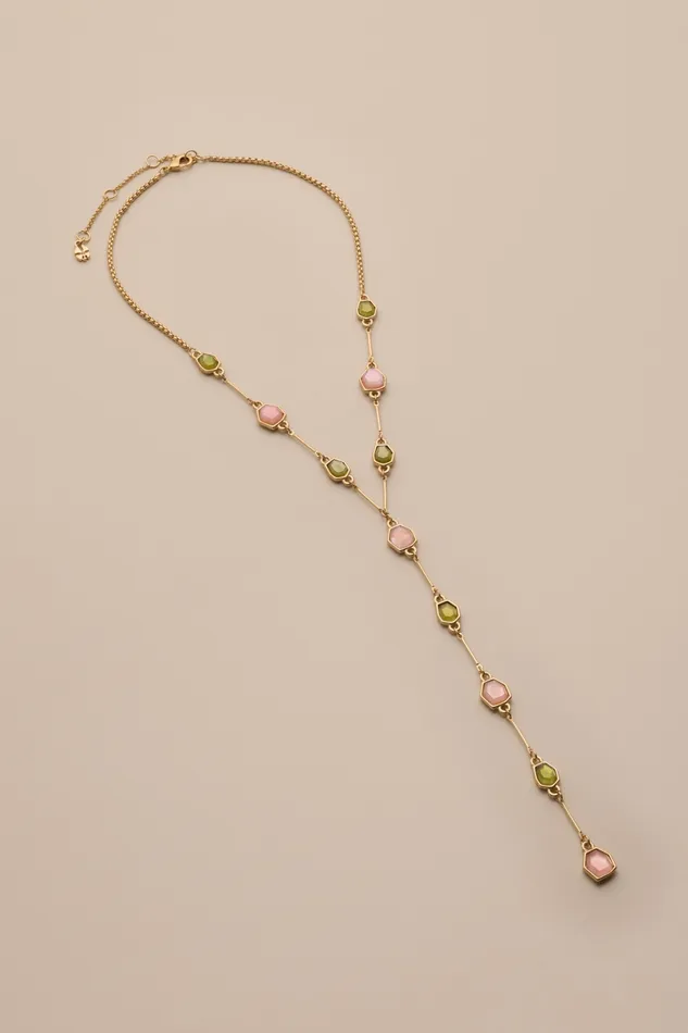 Set Stone Y Necklace Gold Women Lucky Brand Jewelry