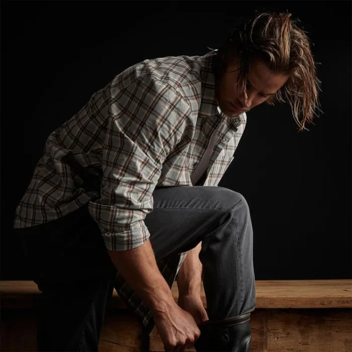 Shirting Men James Perse Brushed Cotton Plaid Shirt Mistmalt