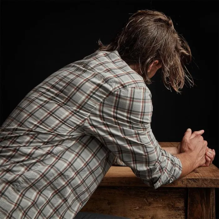 Shirting Men James Perse Brushed Cotton Plaid Shirt Mistmalt
