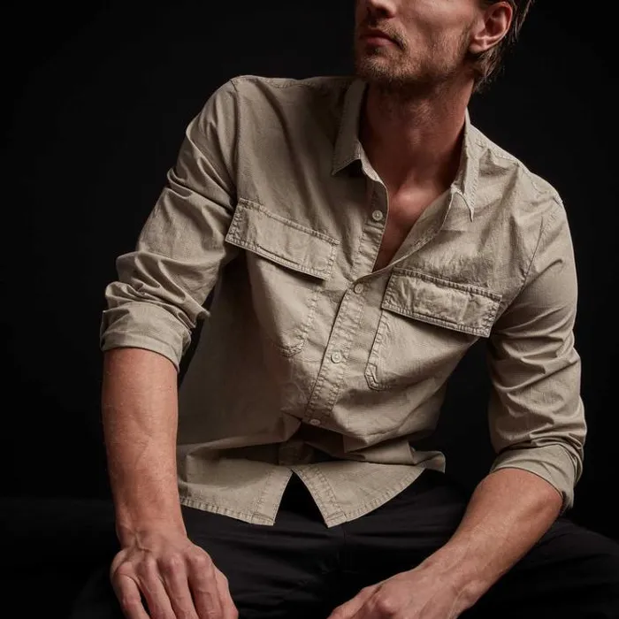 Shirting Men James Perse Rip Stop Shirt Mineral Pigment