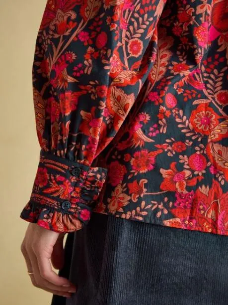 Shirts and Blouses Women Joules Navy Frill Neck Blouse