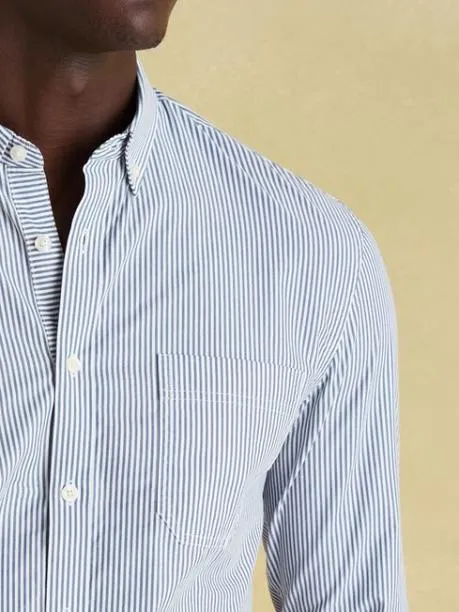 Shirts Men Joules Blue Pinstriped Cotton Poplin Shirt