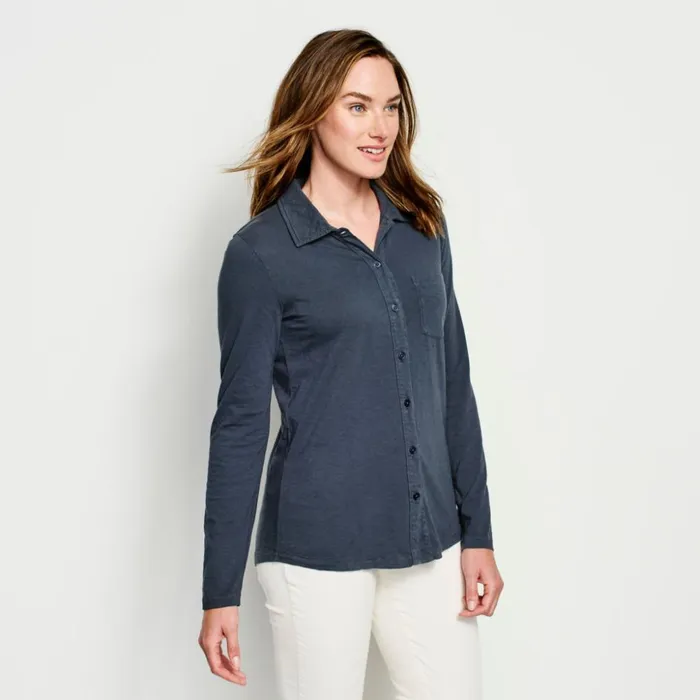 Shirts Women Orvis Canyon ButtonFront Tee Navy