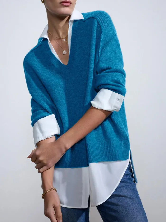 Shop Brochu Walker Looker Sweaters The Looker Layered VNeck Laguna Mlange