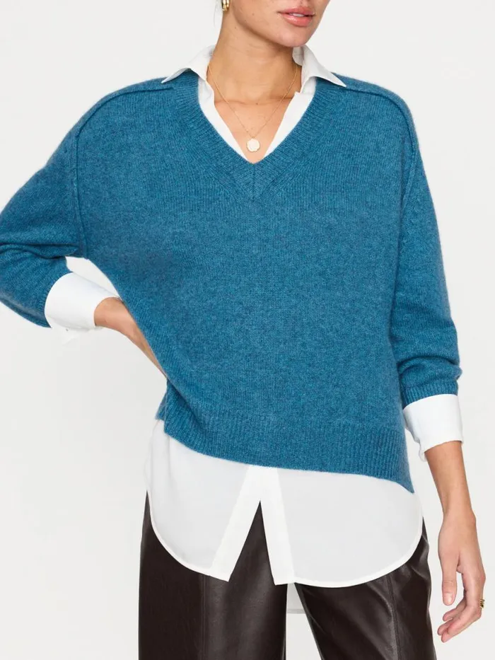 Shop Brochu Walker Looker Sweaters The Looker Layered VNeck Laguna Mlange