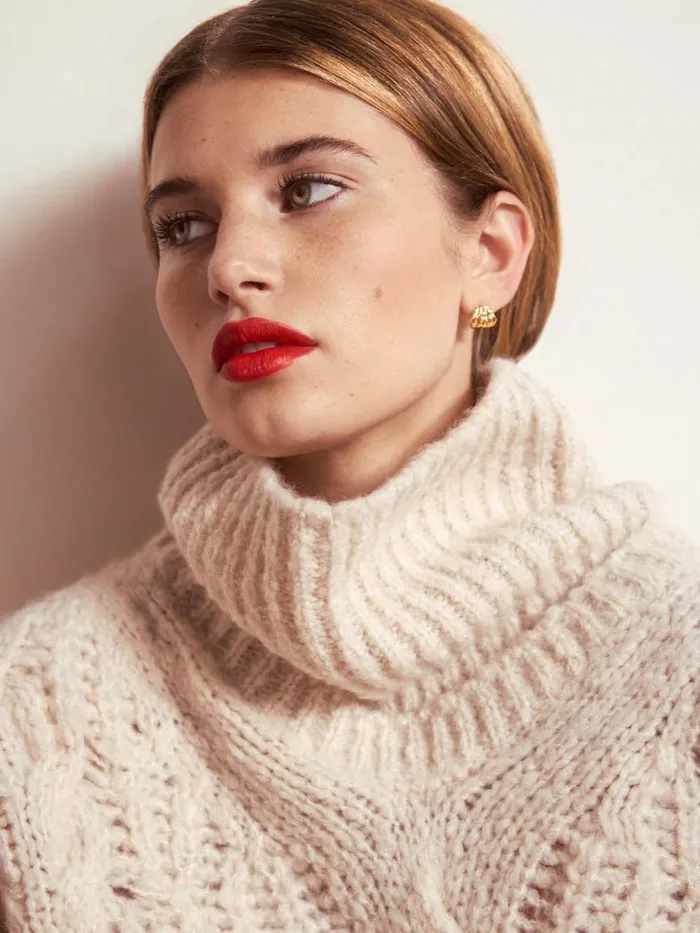 Shop Brochu Walker Sweaters The Elden Cable Knit Sweater Oyster Blush Mlange