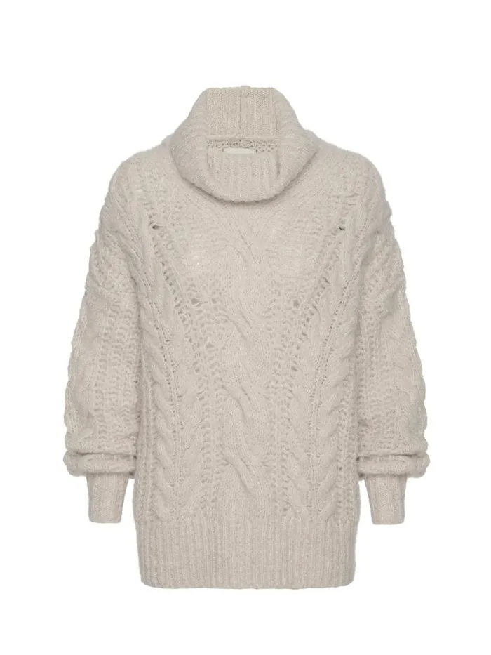 Shop Brochu Walker Sweaters The Elden Cable Knit Sweater Oyster Blush Mlange