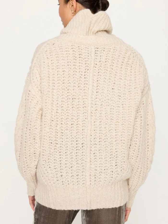 Shop Brochu Walker Sweaters The Elden Cable Knit Sweater Oyster Blush Mlange