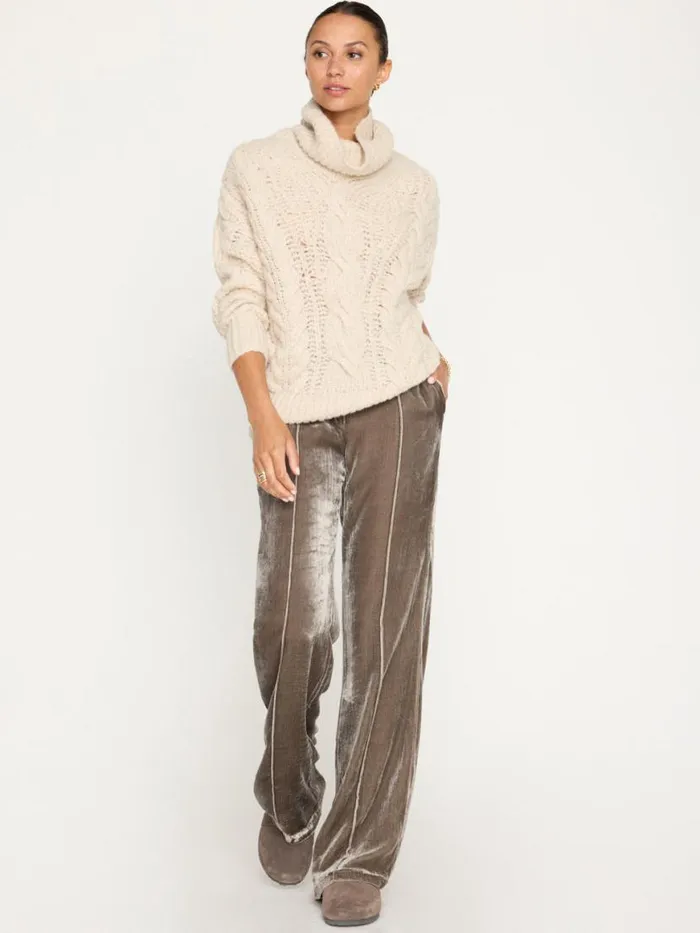 Shop Brochu Walker Sweaters The Elden Cable Knit Sweater Oyster Blush Mlange