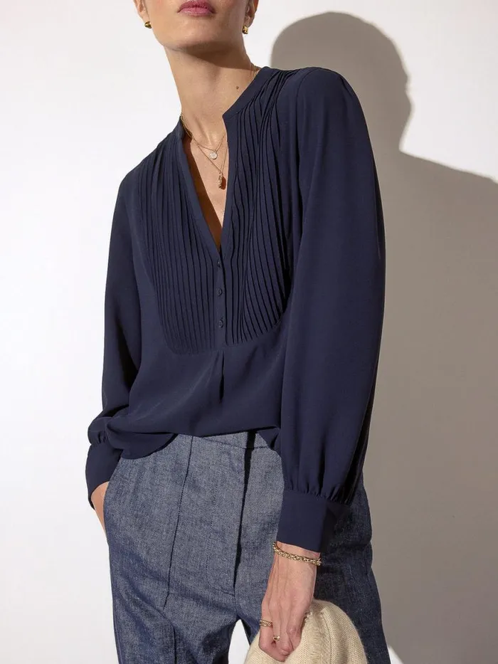 Shop Brochu Walker Tops The Lora Blouse Baltic Navy
