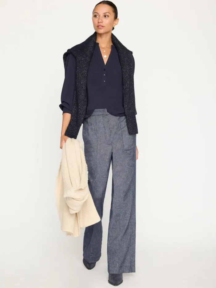Shop Brochu Walker Tops The Lora Blouse Baltic Navy