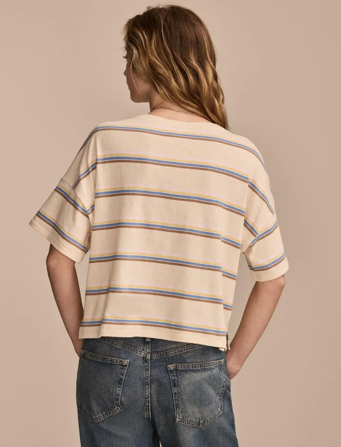 Short Sleeve Stripe Tee Neutral Stripe Women Lucky Brand Knit Tops