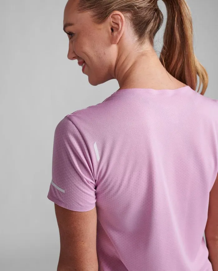 Short Sleeve Womens 2XU Light Speed Tech Tee Pastel Pinkwhite Reflective