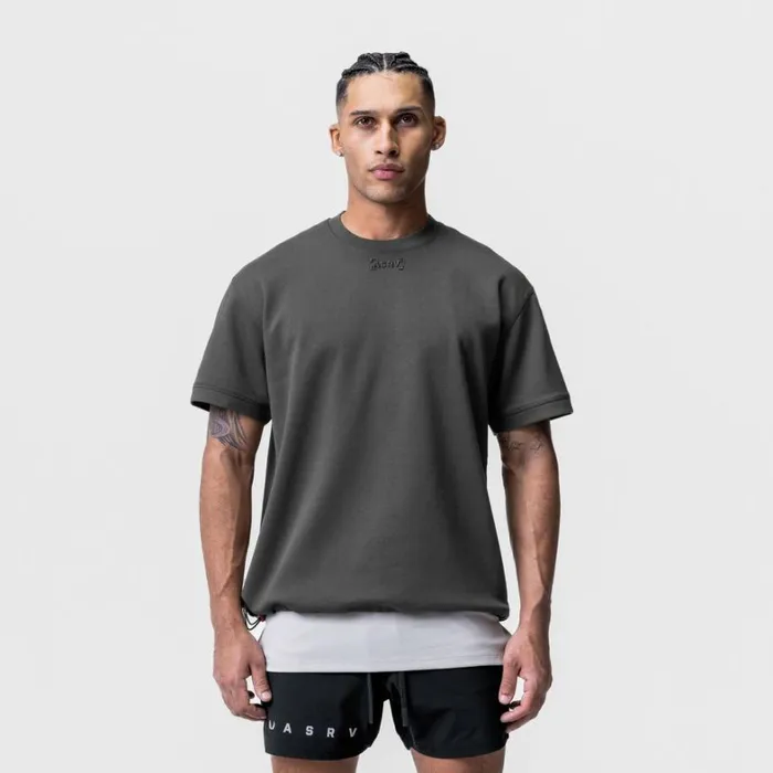 Short Sleeves Men ASRV CottonPlus Heavyweight Oversized Cinch Tee Space Grey