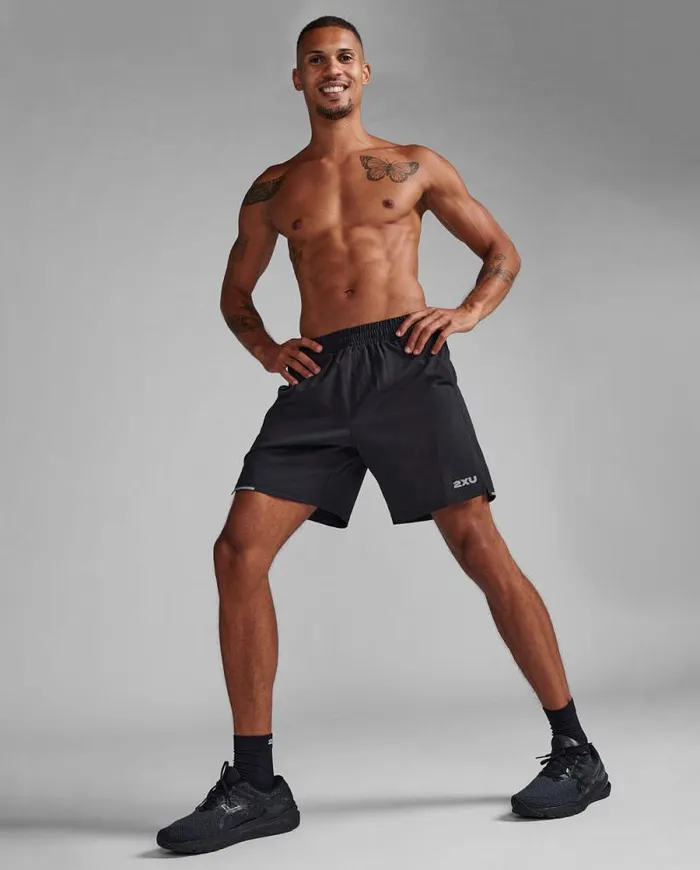 Shorts Mens 2XU Aero 7034 Shorts Blacksilver Reflective