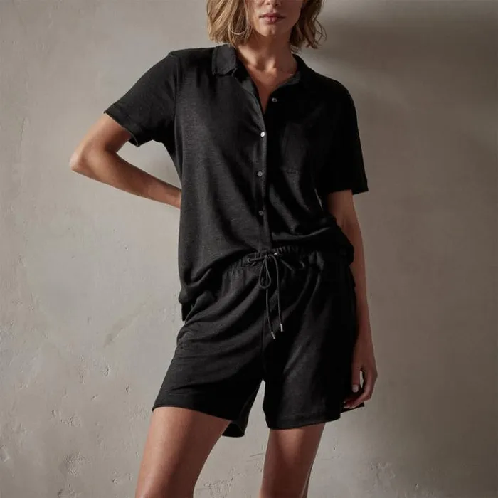 Shorts Women James Perse Linen Jersey Short Black