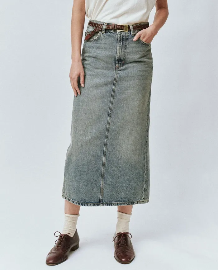Skirts and Shorts Women The Great The Column Skirt Monterey Wash