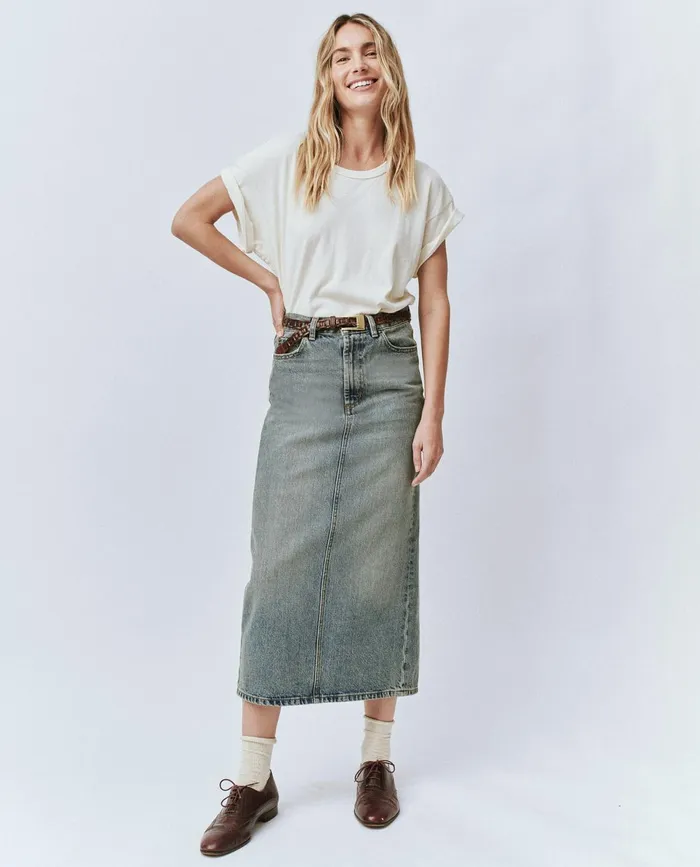 Skirts and Shorts Women The Great The Column Skirt Monterey Wash Skirts and Shorts Women The Great The Column Skirt Monterey Wash