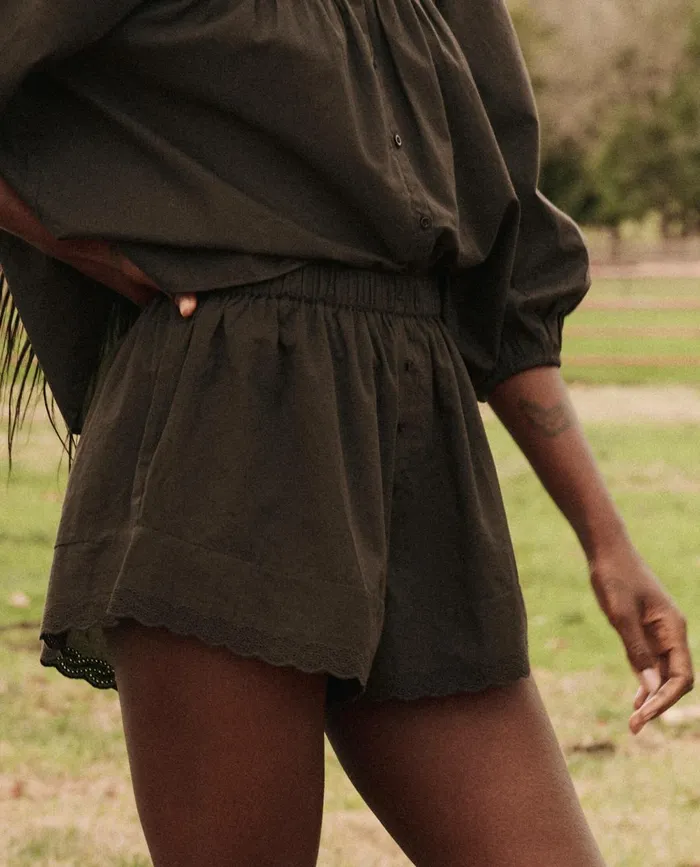 Sleep Bottoms Women The Great The Eyelet Tap Short Black Sleep Bottoms Women The Great The Eyelet Tap Short Black