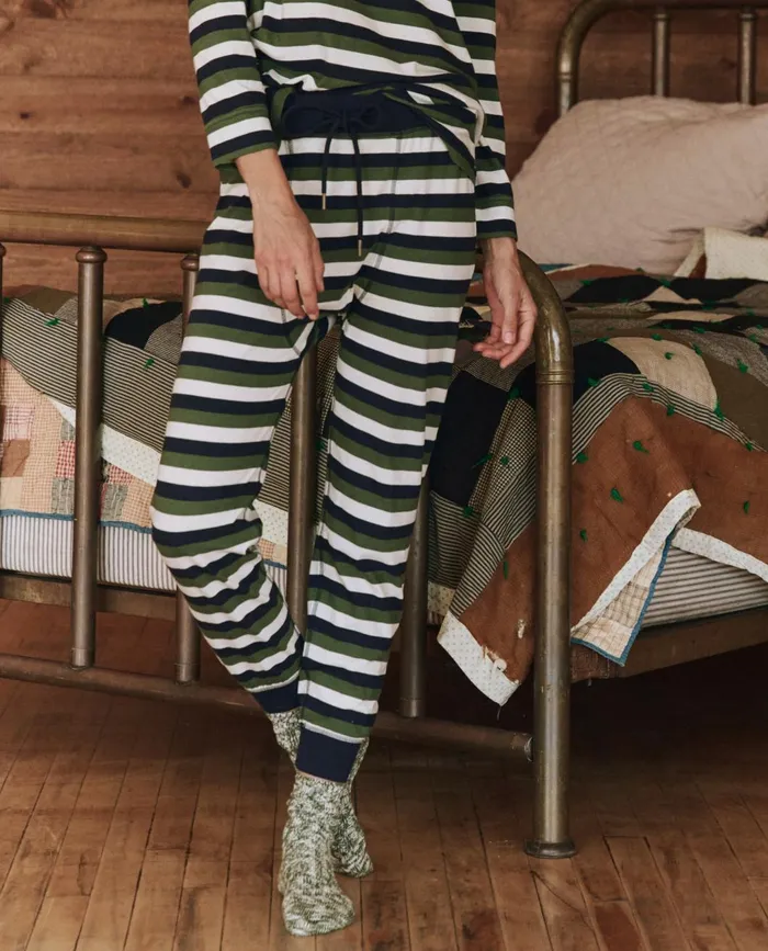 Sleep Bottoms Women The Great The Long John Winter Pine Stripe