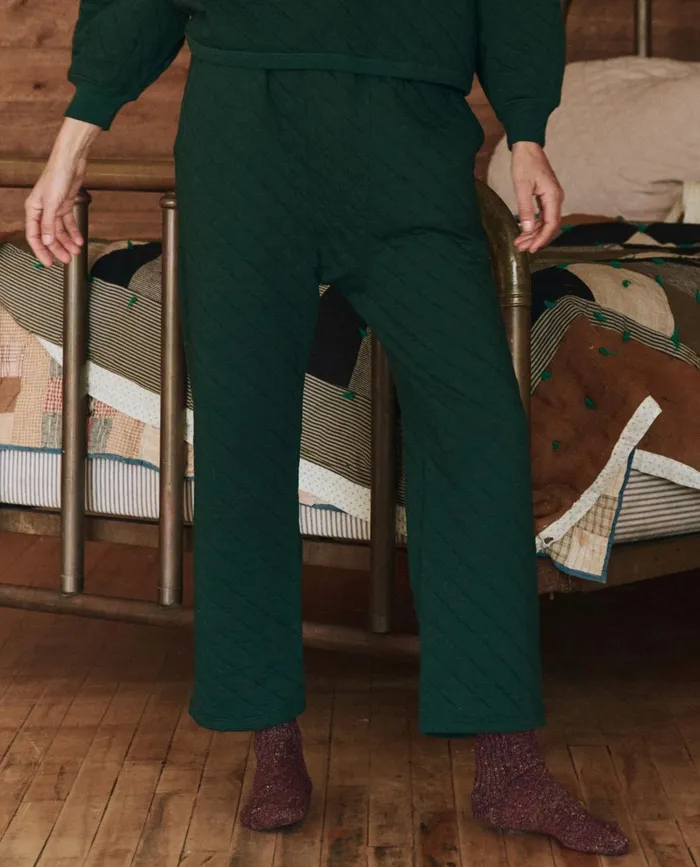 Sleep Bottoms Women The Great The Quilted Pajama Pant Pine