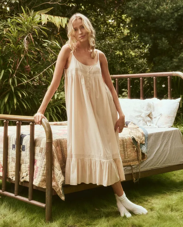 Sleep Dresses Women The Great The Eyelet Ruffle Tank Night Dress Soft Rosette