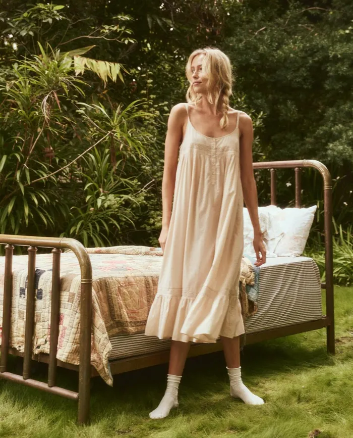 Sleep Dresses Women The Great The Eyelet Ruffle Tank Night Dress Soft Rosette