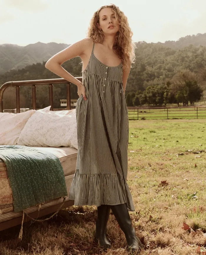 Sleep Dresses Women The Great The Ruffle Tank Night Dress Horizon Stripe