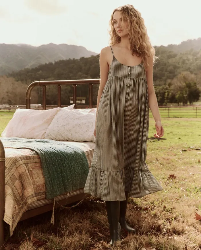 Sleep Dresses Women The Great The Ruffle Tank Night Dress Horizon Stripe
