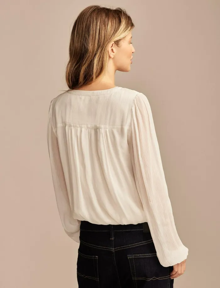 Smocked Bubble Top Gardenia Women Lucky Brand Blouses