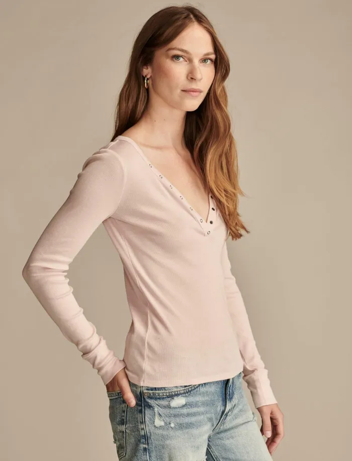 Snap Henley Sepia Rose Women Lucky Brand Knit Tops