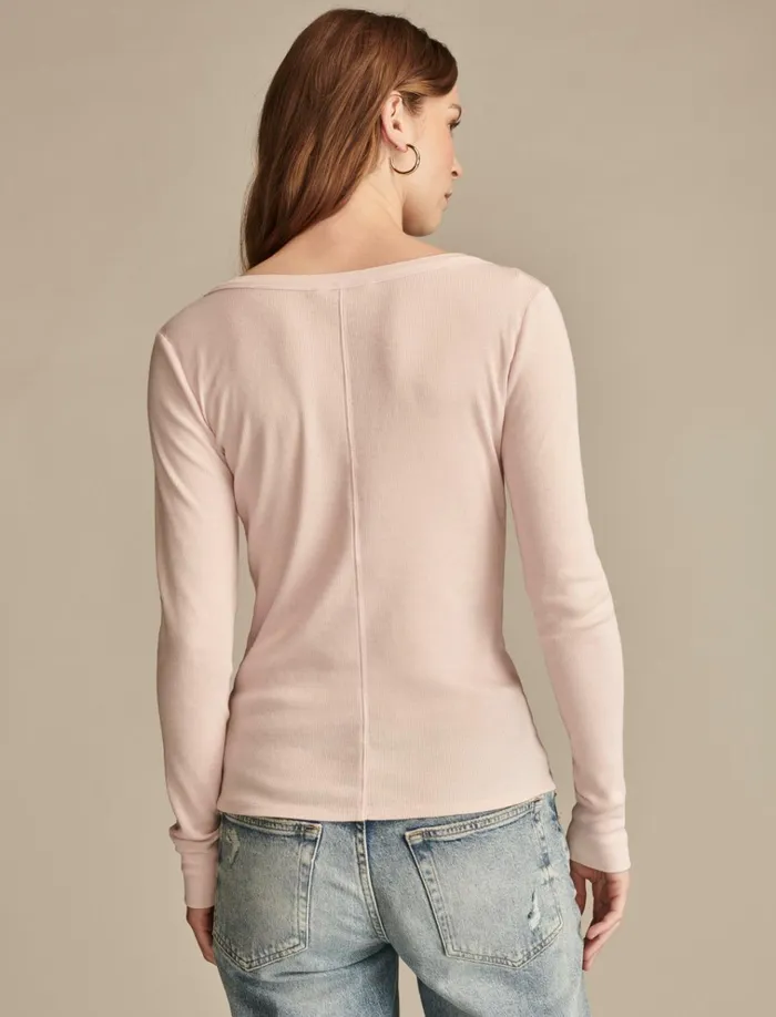 Snap Henley Sepia Rose Women Lucky Brand Knit Tops