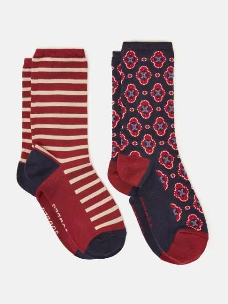 Socks Women Joules NavyRed 2 Pack Socks Size 48
